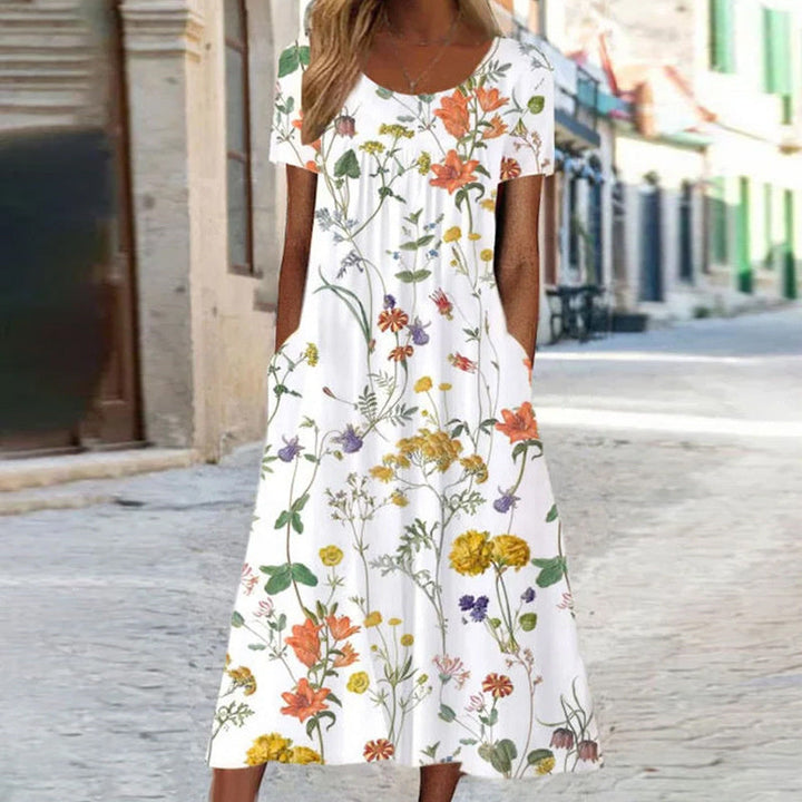 Lila | Elegant Boho Floral Maxi Dress with Tummy Coverage