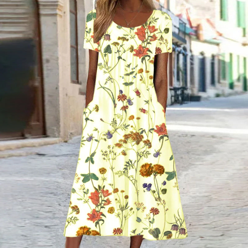 Lila | Elegant Boho Floral Maxi Dress with Tummy Coverage