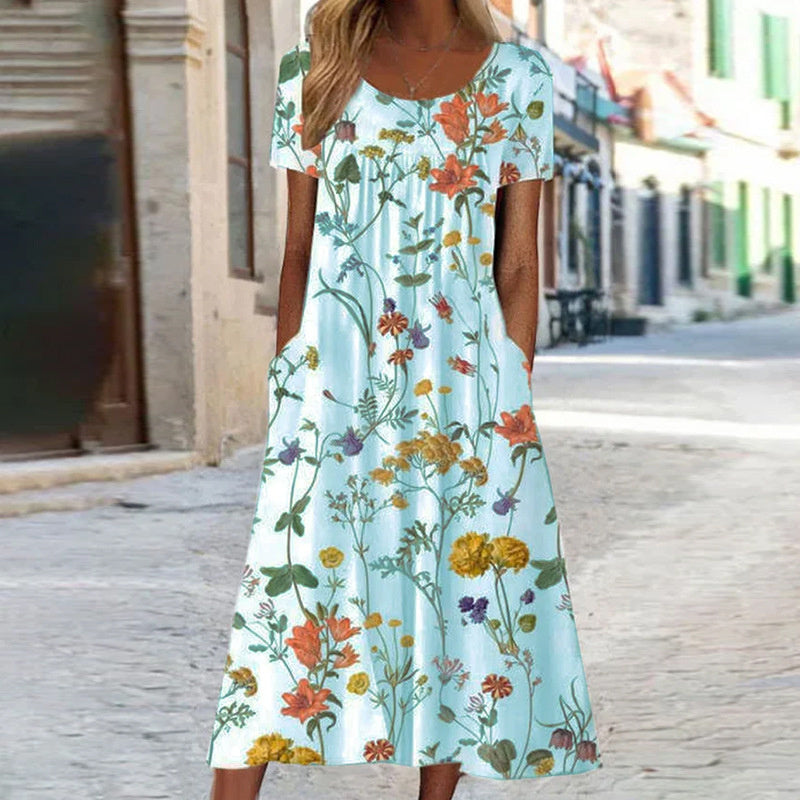 Lila | Elegant Boho Floral Maxi Dress with Tummy Coverage