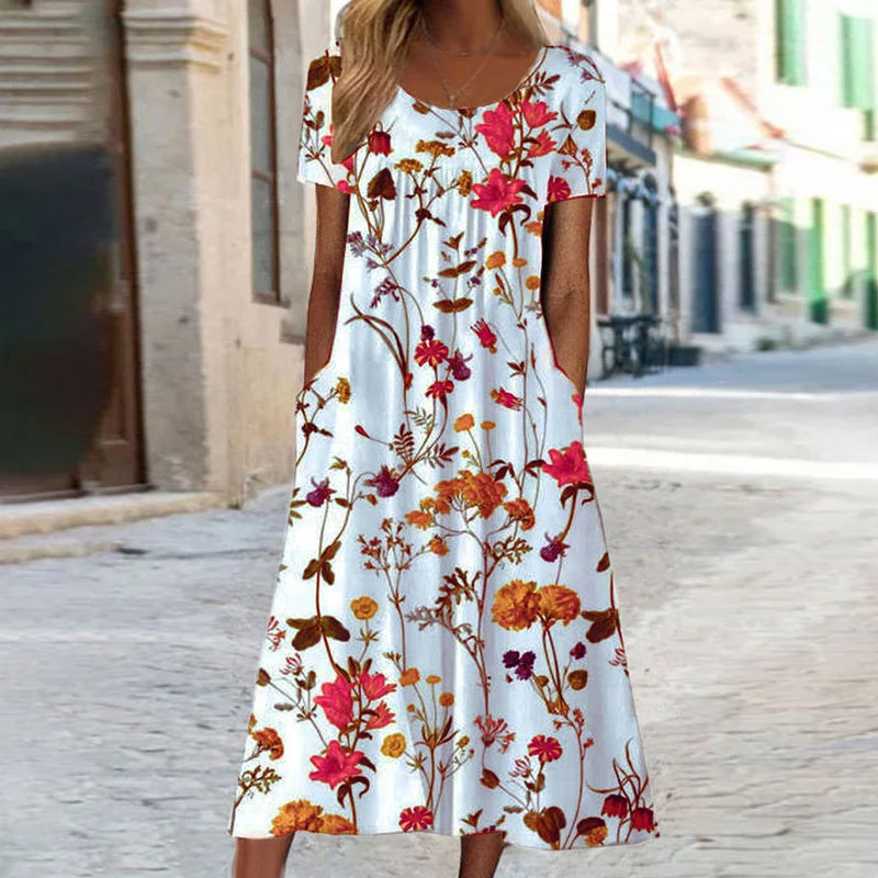 Lila | Elegant Boho Floral Maxi Dress with Tummy Coverage